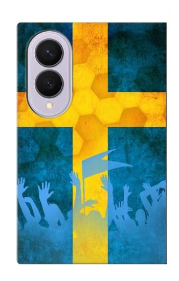 S2990 スウェーデンサッカー Sweden Football Soccer Flag Samsung Galaxy Z Fold 8 バックケース、フリップケース・カバー