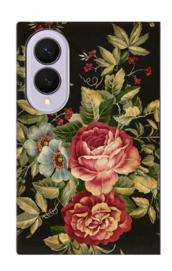 S3013 ヴィンテージバラ Vintage Antique Roses Samsung Galaxy Z Fold 8 バックケース、フリップケース・カバー