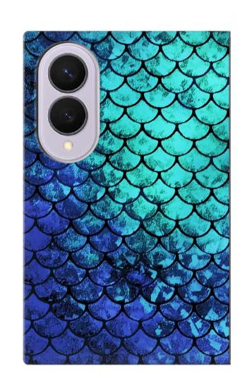S3047 緑人魚のスケール Green Mermaid Fish Scale Samsung Galaxy Z Fold 8 バックケース、フリップケース・カバー
