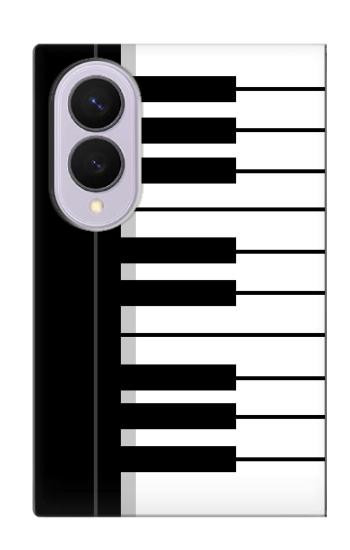 S3078 黒と白のピアノキーボード Black and White Piano Keyboard Samsung Galaxy Z Fold 8 バックケース、フリップケース・カバー