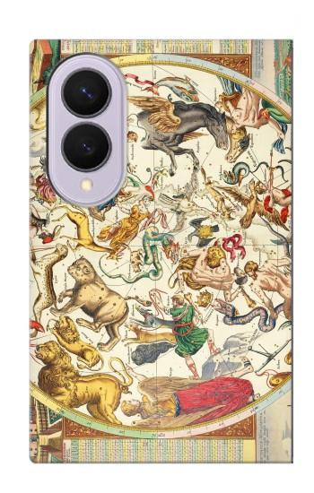 S3145 コンステレーションスタースカイマップ Antique Constellation Star Sky Map Samsung Galaxy Z Fold 8 バックケース、フリップケース・カバー