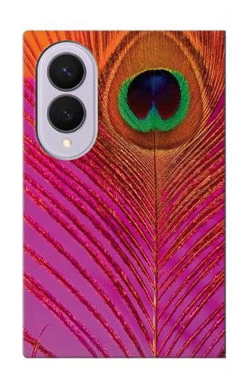 S3201 ピンクピーコックフェザー Pink Peacock Feather Samsung Galaxy Z Fold 8 バックケース、フリップケース・カバー