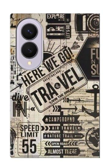 S3441 ヴィンテージ旅行 Vintage Travel Samsung Galaxy Z Fold 8 バックケース、フリップケース・カバー