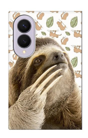 S3559 ナマケモノ Sloth Pattern Samsung Galaxy Z Fold 8 バックケース、フリップケース・カバー