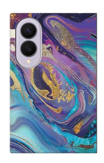 S3676 カラフルな抽象的な大理石の石 Colorful Abstract Marble Stone Samsung Galaxy Z Fold 8 バックケース、フリップケース・カバー