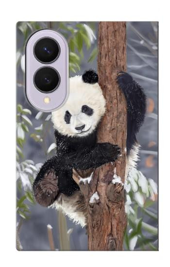 S3793 かわいい赤ちゃん雪パンダのペイント Cute Baby Panda Snow Painting Samsung Galaxy Z Fold 8 バックケース、フリップケース・カバー