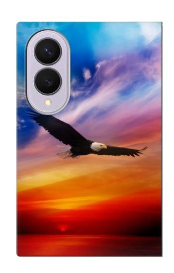 S3841 白頭ワシ カラフルな空 Bald Eagle Flying Colorful Sky Samsung Galaxy Z Fold 8 バックケース、フリップケース・カバー