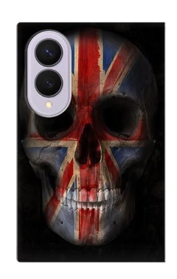 S3848 イギリスの旗の頭蓋骨 United Kingdom Flag Skull Samsung Galaxy Z Fold 8 バックケース、フリップケース・カバー