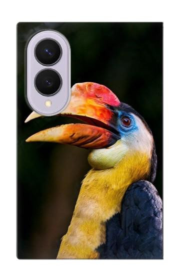 S3876 カラフルなサイチョウ Colorful Hornbill Samsung Galaxy Z Fold 8 バックケース、フリップケース・カバー
