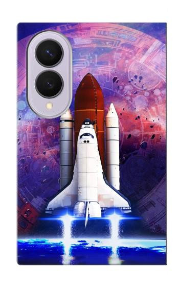 S3913 カラフルな星雲スペースシャトル Colorful Nebula Space Shuttle Samsung Galaxy Z Fold 8 バックケース、フリップケース・カバー