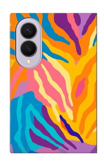 S4037 カラフルなシマウマ柄 Colorful Zebra Pattern Samsung Galaxy Z Fold 8 バックケース、フリップケース・カバー