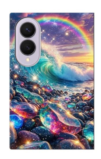 S4084 虹色ファンタジー波 Rainbow Ocean Wave Fantasy Samsung Galaxy Z Fold 8 バックケース、フリップケース・カバー