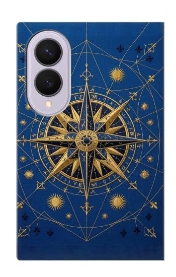 S4086 マリンコンパス柄 Nautical Compass Maritime Design Samsung Galaxy Z Fold 8 バックケース、フリップケース・カバー