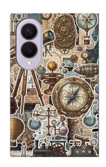 S4100 レトロ科学コラージュ Vintage Scientific Discovery Collage Samsung Galaxy Z Fold 8 バックケース、フリップケース・カバー