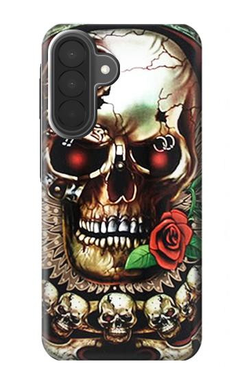 S0753 スカル 翼 バラ パンク Skull Wing Rose Punk Samsung Galaxy A27 バックケース、フリップケース・カバー