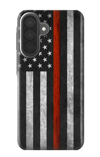 S3472 消防士細い赤線旗 Firefighter Thin Red Line Flag Samsung Galaxy A27 バックケース、フリップケース・カバー