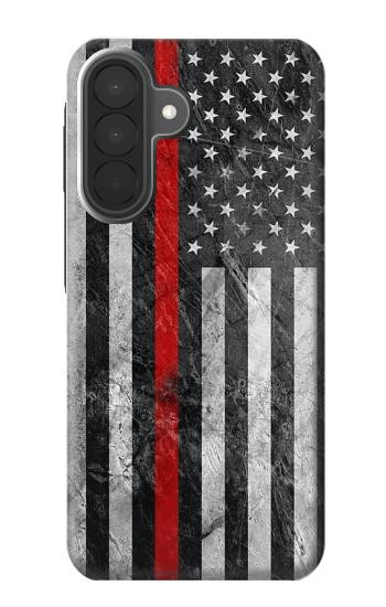 S3687 消防士細い赤い線アメリカの国旗 Firefighter Thin Red Line American Flag Samsung Galaxy A27 バックケース、フリップケース・カバー