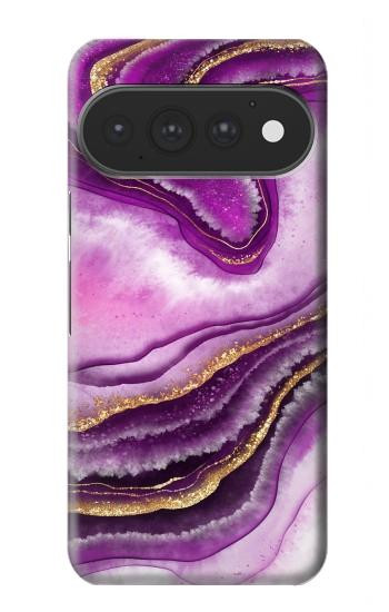 S3896 紫色の大理石の金の筋 Purple Marble Gold Streaks Google Pixel 11, 11 Pro バックケース、フリップケース・カバー
