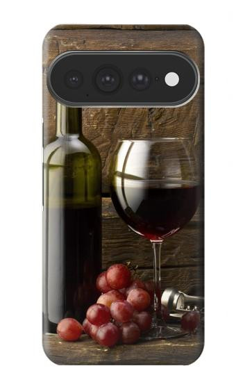 S1316 ブドウのボトルと赤ワインのグラス Grapes Bottle and Glass of Red Wine Google Pixel 11 Pro XL バックケース、フリップケース・カバー