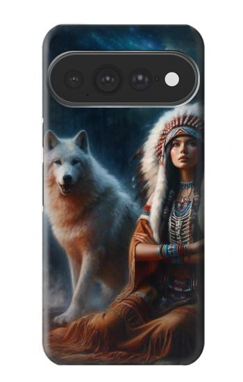 S3995 グリムウルフのインディアンガール Grim Wolf Indian Girl Google Pixel 11 Pro XL バックケース、フリップケース・カバー