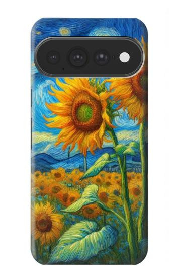 S4019 ひまわり ヴァン・ゴッホ風 Sunflower Van Gogh Style Google Pixel 11 Pro XL バックケース、フリップケース・カバー