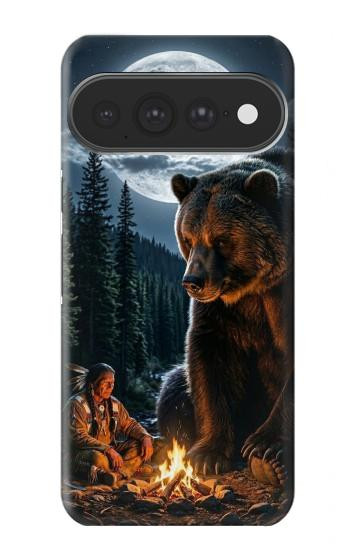 S4095 森のクマ幻想画 Majestic Bear Indian Wilderness Art Google Pixel 11 Pro XL バックケース、フリップケース・カバー