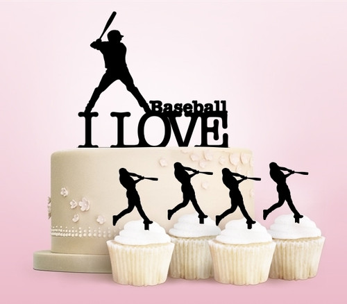 TC0212 私は野球を愛する I Love Baseball アクリル製 ケーキカップケーキトッパー トッパー ケーキスティック 結婚式　誕生日　パーティー　装飾用品　アクセサリー　11本