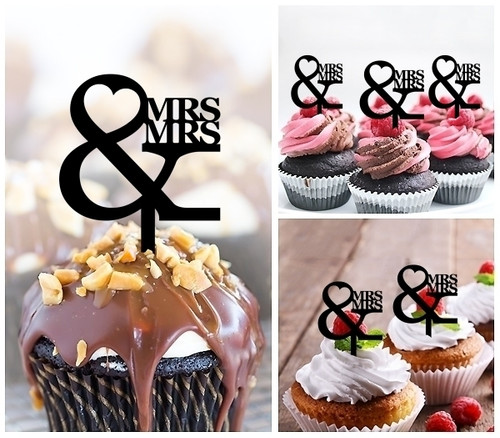 TA0947 MRSとMRS MRS and MRS アクリル製 カップケーキトッパー ケーキトッパー ケーキスティック 結婚式　誕生日　パーティー　装飾用品　アクセサリー　10本