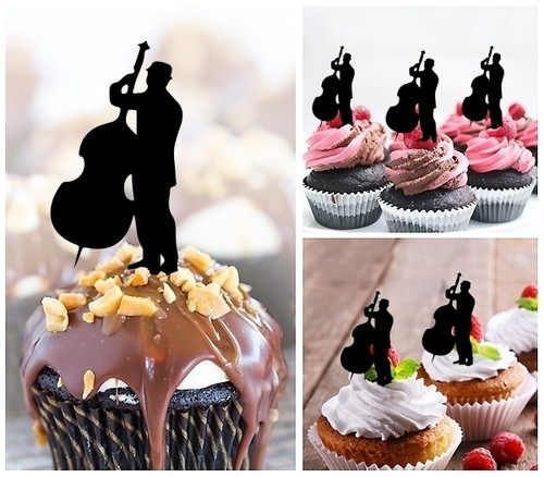 TA1017 ミュージシャンチェロ Musician Cello アクリル製 カップケーキトッパー ケーキトッパー ケーキスティック 結婚式　誕生日　パーティー　装飾用品　アクセサリー　10本