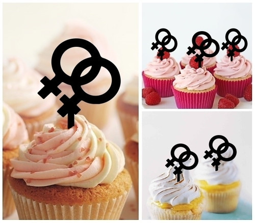 TA1080 レズビアンカップルのシンボル Lesbian Couple Symbol アクリル製 カップケーキトッパー ケーキトッパー ケーキスティック 結婚式　誕生日　パーティー　装飾用品　アクセサリー　10本