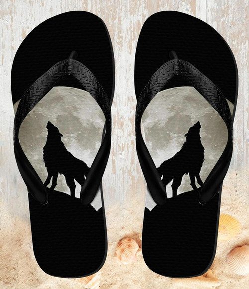 FA0173 オオカミは 月にハウリング Wolf Howling at The Moon 夏サンダル ビーチサンダル  メンズ レディース ユニセックス
