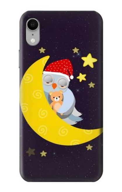 S2849 かわいいスリーピーフクロウ Cute Sleepy Owl Moon Night iPhone XR バックケース、フリップケース・カバー