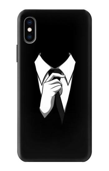 S1591 ブラックスーツで匿名の男 Anonymous Man in Black Suit iPhone X, iPhone XS バックケース、フリップケース・カバー