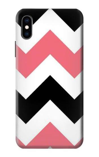 S1849 ピンクブラックシェブロンジグザグ Pink Black Chevron Zigzag iPhone X, iPhone XS バックケース、フリップケース・カバー