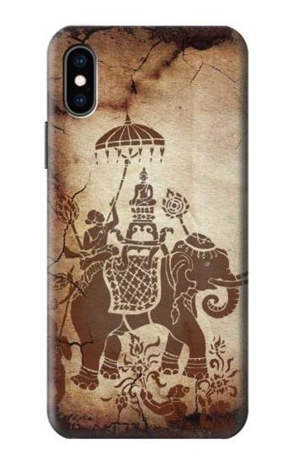 S2102 タイアート 象に仏 Thai Art Buddha on Elephant iPhone X, iPhone XS バックケース、フリップケース・カバー