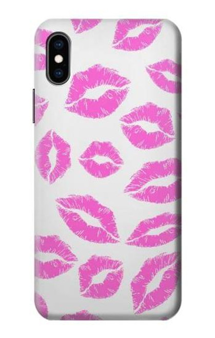 S2214 ピンクの唇のキス Pink Lips Kisses iPhone X, iPhone XS バックケース、フリップケース・カバー