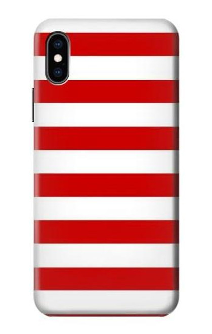 S2364 赤と白のストライプ Red and White Striped iPhone X, iPhone XS バックケース、フリップケース・カバー