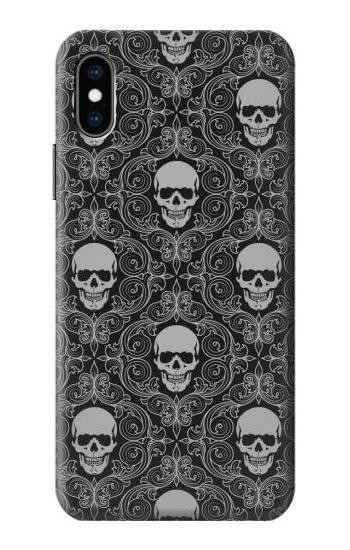 S2371 スカルヴィンテージモノクロのパターン Skull Vintage Monochrome Pattern iPhone X, iPhone XS バックケース、フリップケース・カバー