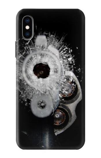 S2387 銃 弾丸 穴ガラス Gun Bullet Hole Glass iPhone X, iPhone XS バックケース、フリップケース・カバー