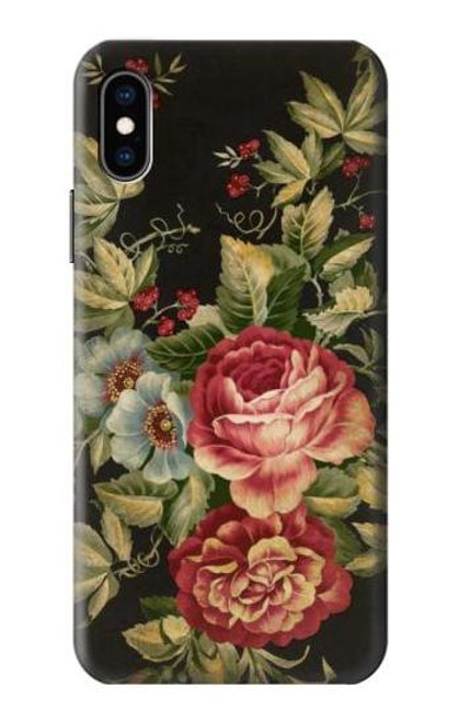 S3013 ヴィンテージバラ Vintage Antique Roses iPhone X, iPhone XS バックケース、フリップケース・カバー