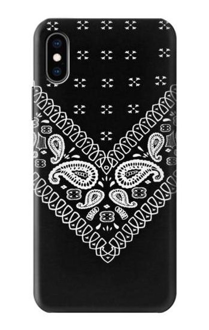 S3363 黒バンダナ Bandana Black Pattern iPhone X, iPhone XS バックケース、フリップケース・カバー