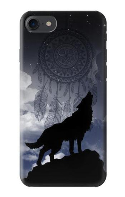 S3011 ドリームキャッチャーオオカミは 月にハウリング Dream Catcher Wolf Howling iPhone 7, iPhone 8 バックケース、フリップケース・カバー