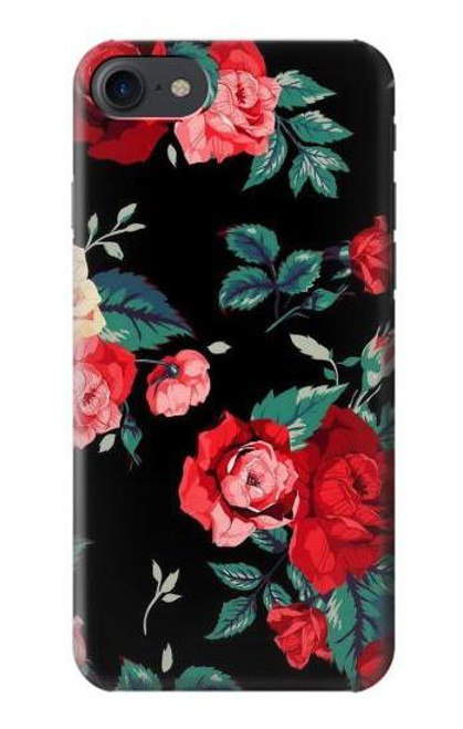 S3112 黒バラ パターン Rose Floral Pattern Black iPhone 7, iPhone 8 バックケース、フリップケース・カバー