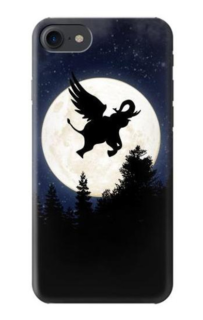 S3323 飛び象満月の夜 Flying Elephant Full Moon Night iPhone 7, iPhone 8 バックケース、フリップケース・カバー