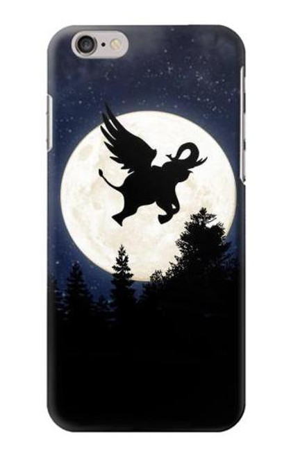 S3323 飛び象満月の夜 Flying Elephant Full Moon Night iPhone 6 6S バックケース、フリップケース・カバー