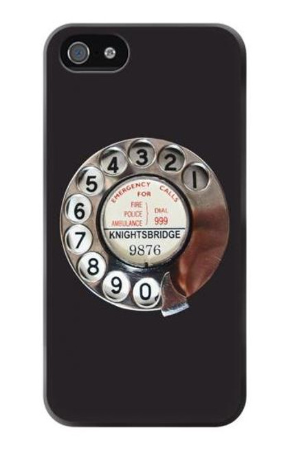 S0059 レトロなダイヤル式の電話ダイヤル Retro Rotary Phone Dial On iPhone 5 5S SE バックケース、フリップケース・カバー