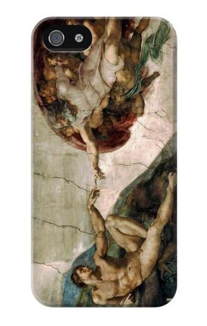 S0179 ミケランジェロ アダムの創造 Michelangelo The creation of Adam iPhone 5 5S SE バックケース、フリップケース・カバー