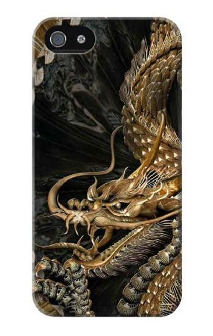 S0426 ゴールドドラゴン Gold Dragon iPhone 5 5S SE バックケース、フリップケース・カバー