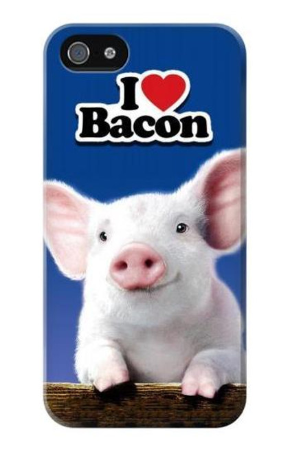 S0608 私はベーコンが大好き かわいい子ブタ I Love Bacon Cute Baby Pig iPhone 5 5S SE バックケース、フリップケース・カバー