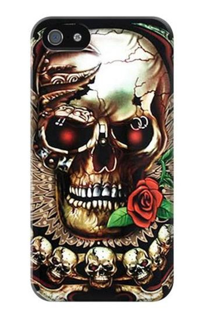 S0753 スカル 翼 バラ パンク Skull Wing Rose Punk iPhone 5 5S SE バックケース、フリップケース・カバー